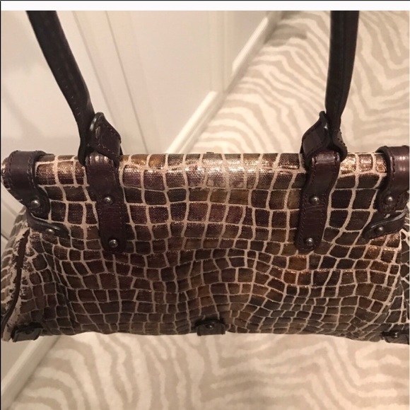 💯Authentic Fendi Metallic Croc Print on Canvas - Picture 5 of 7